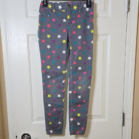 PLACE Gray Jeggings Colorful Stars JR. 12 ADJ WAIST  Y2K FUN UNIQUE COMFY BOLD - Picture 1 of 14